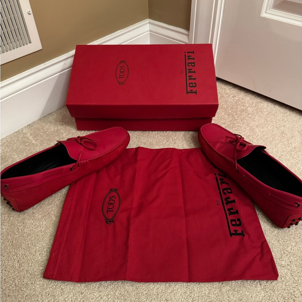 Tod's Red Ferrari Edition Box and shoes